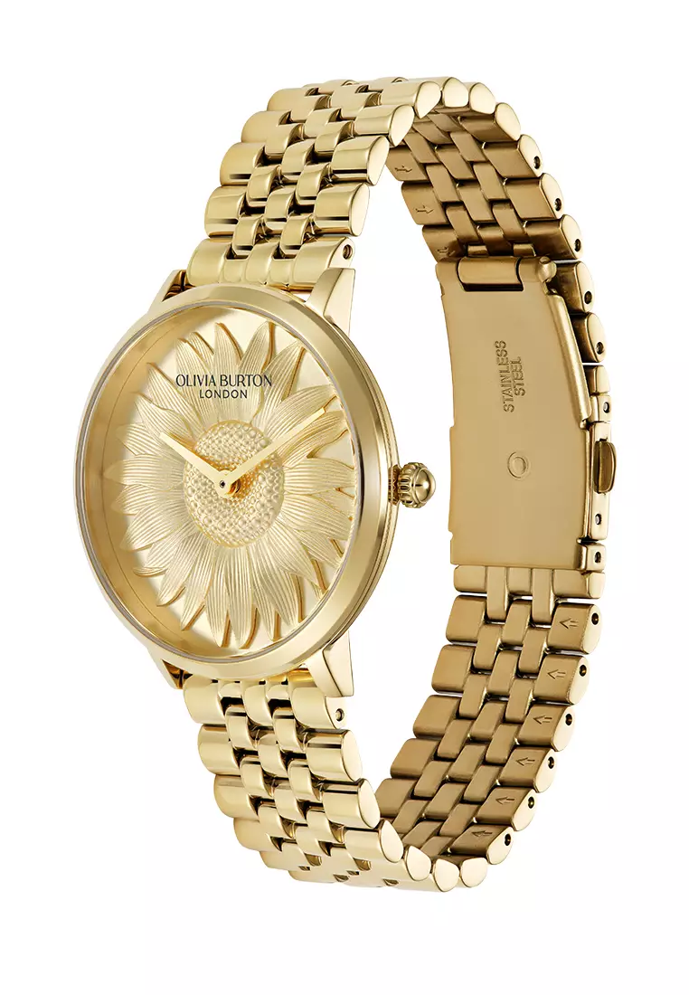 Olivia Burton 3D-Sunflower Tonal Sunray Dial Gold Bracelet 35mm - 24000252