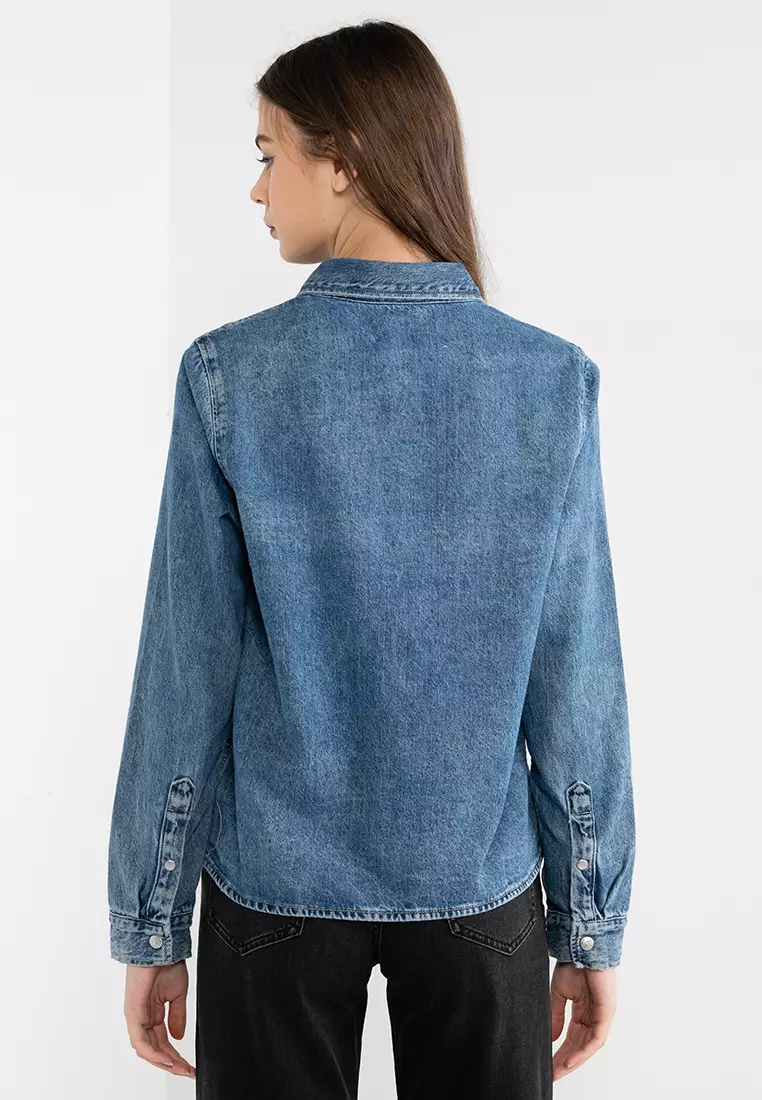 calvin klein western denim shirt