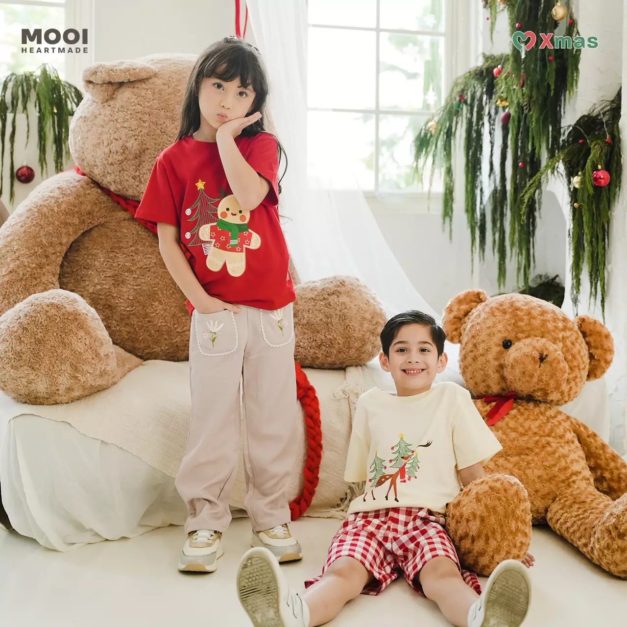 Mooi Kaos Anak Laki-Laki Christmas Collection Jolly Christmas Graphic Tee - Green Mint