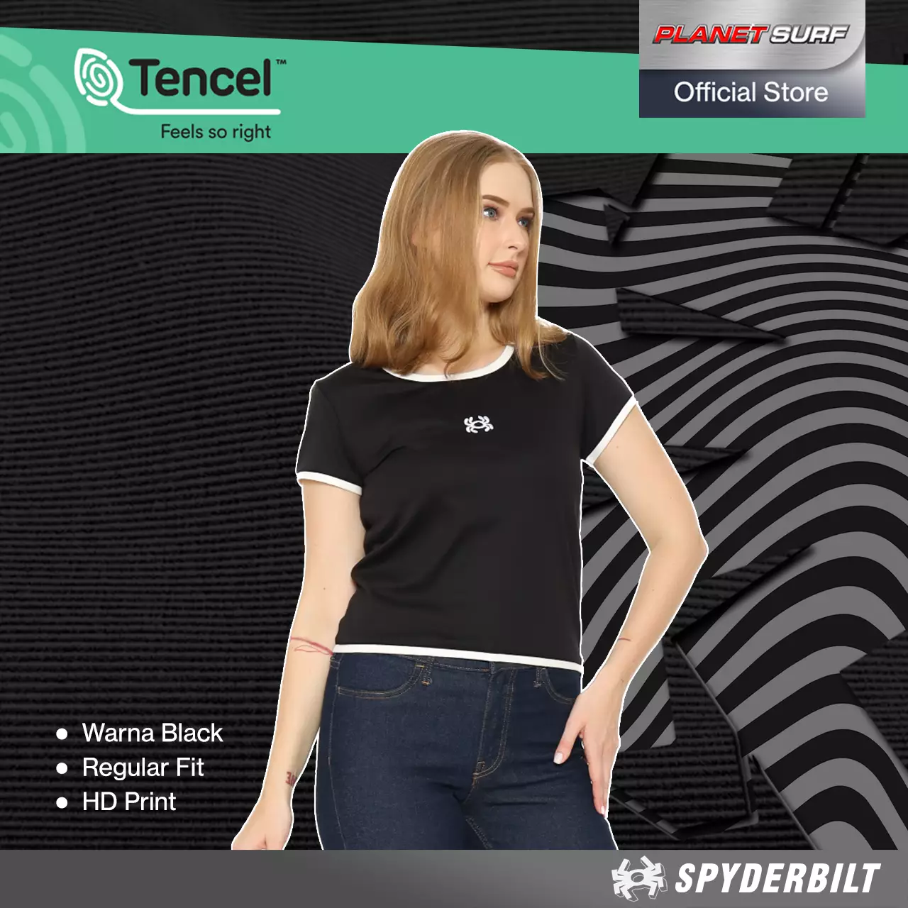 Spyderbilt Kaos Lengan Pendek Wanita Channie Tencel Ladies Tee Planet Surf