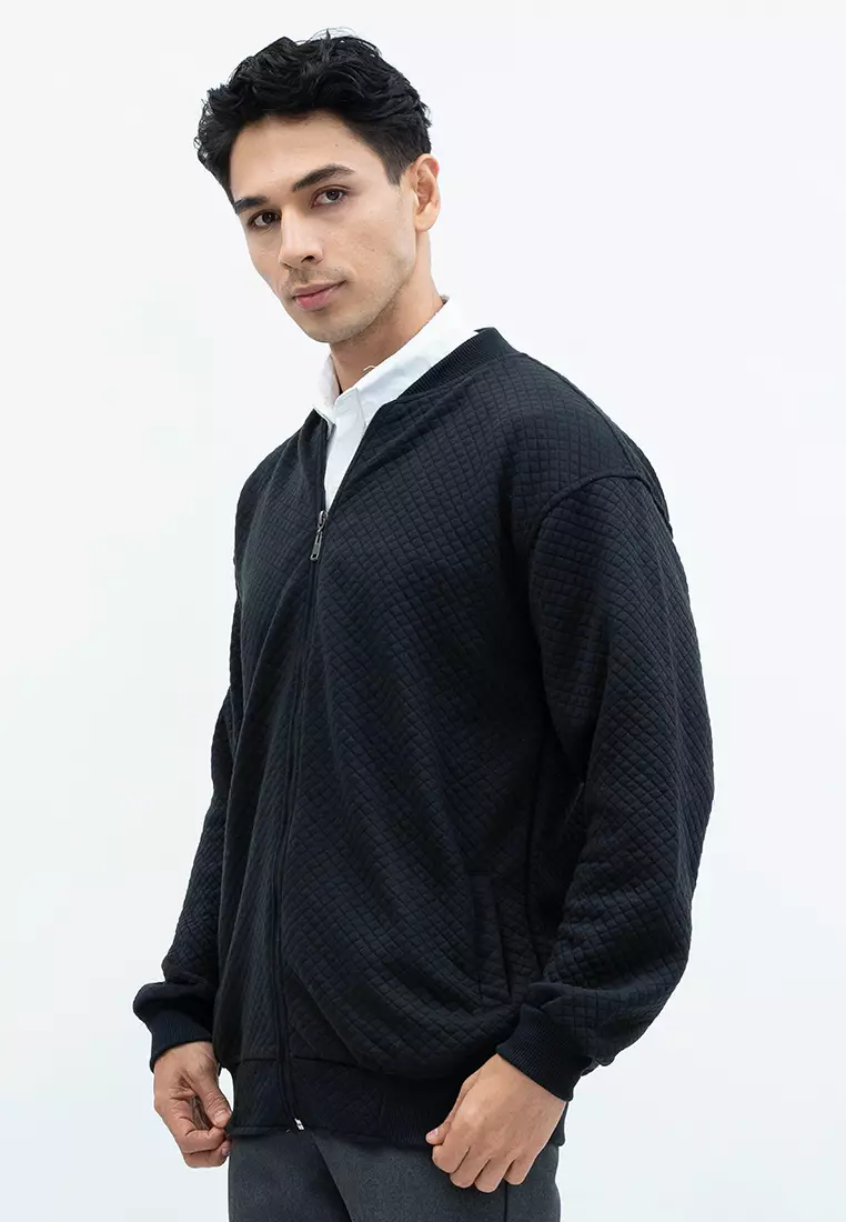 Houseofcuff Jaket Katun Outer Bomber Smart Casual Hitam