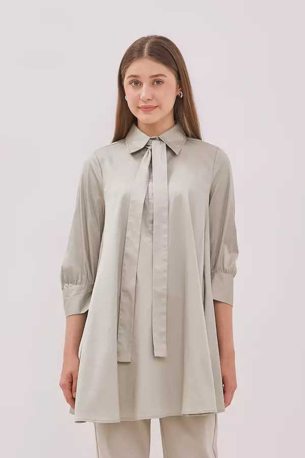 MINIMAL - Lambert - Dress Tunik Kerah Pita - Khaky Colour Khaky