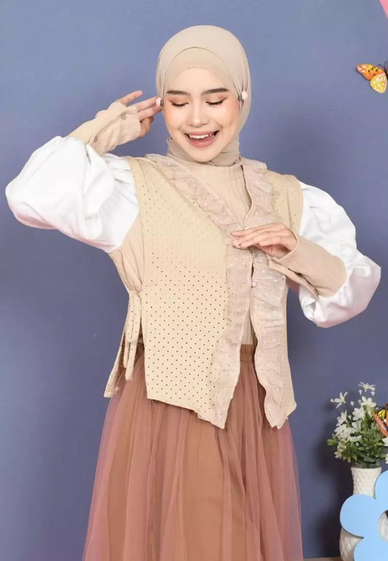 Mila Vest Brukat - Oat M19284 R84S3