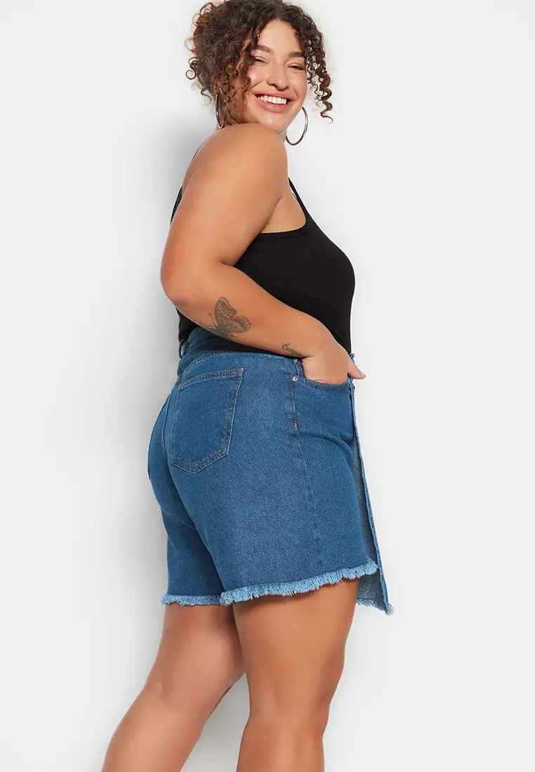 Plus Size High Waist Denim Skort