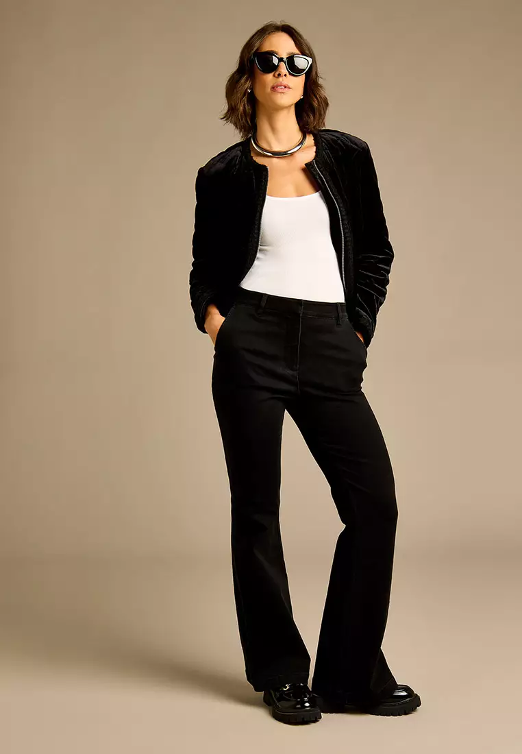 Ella Black Quilted Velvet Jacket