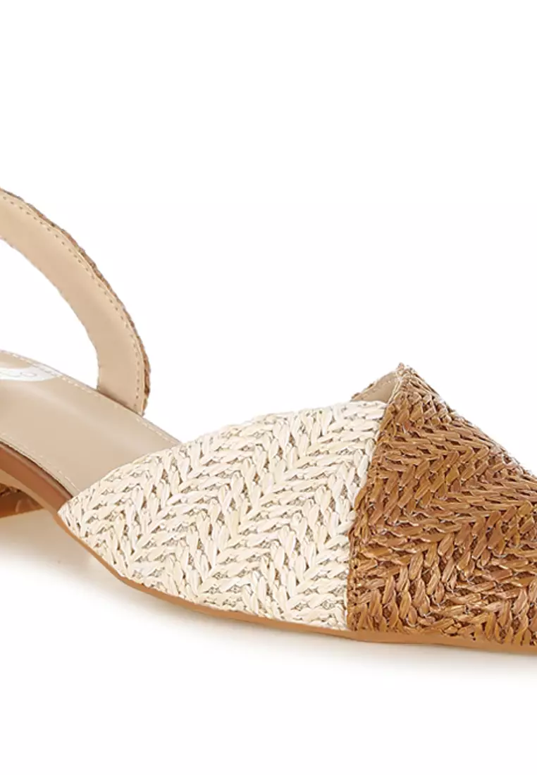 Buy Rag Pointy Toe Slingback Sandals in Tan 2025 Online
