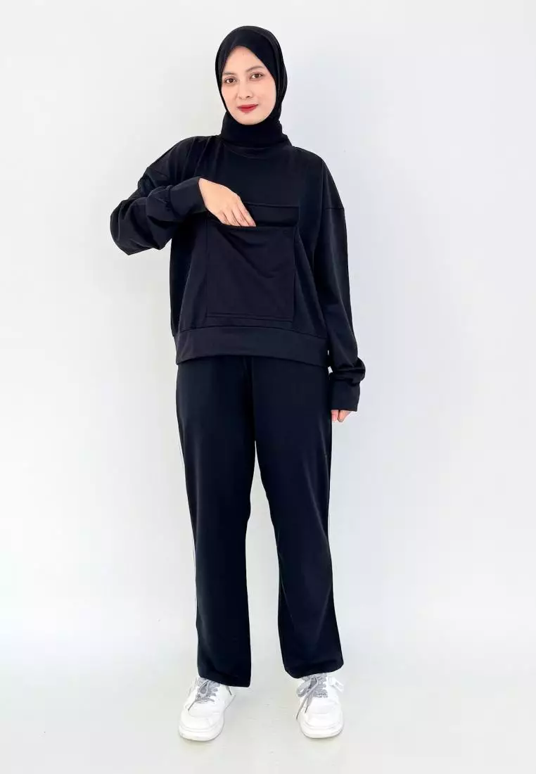 Set Sporty Daily (Setelan Training Sweatpants) HITAM