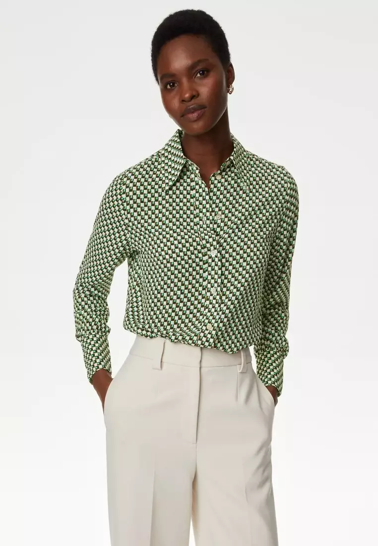 Buy MARKS SPENCER Printed Collared Shirt 2024 Online ZALORA