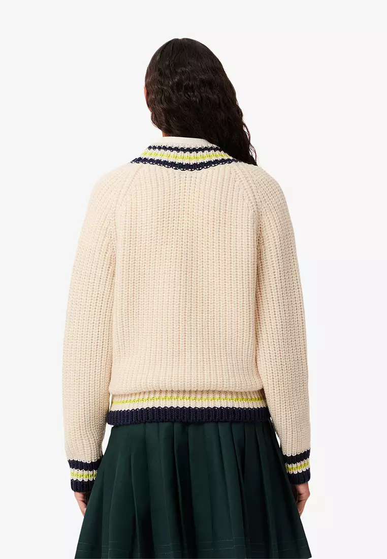 Oversized Wool V Neck Tennis Sweater