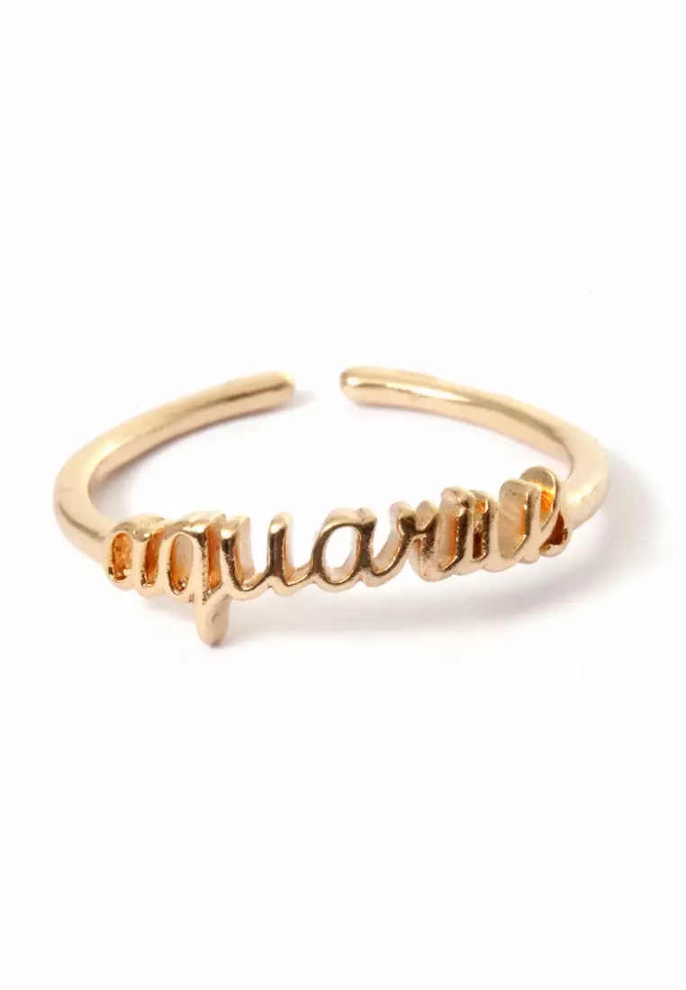 Ring Casual Rasi Bintang Perhiasan Aksesoris Fashion Wanita Gold - Aquarius