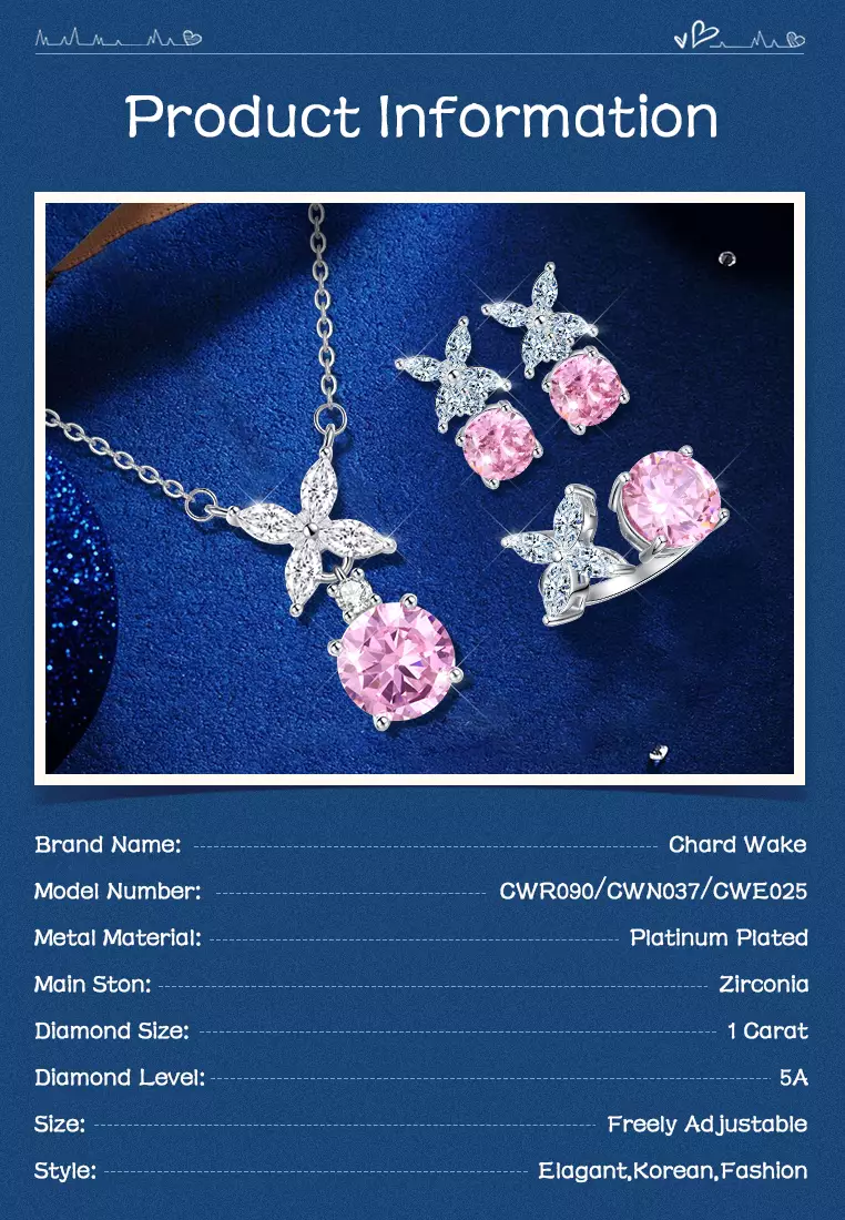 Perhiasan 1 Set  Cincin/Anting/Kalung Perhiasan Set Original Lapisan Tahan Pudar Wanita