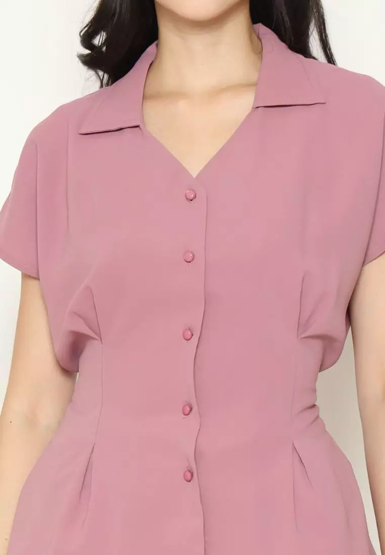 Urban Exchange Diandra Blouse Pink - Atasan Blouse Lengan Pendek
