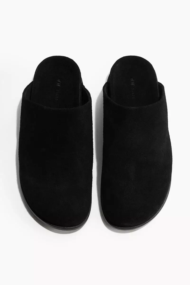 Suede footbed mules
