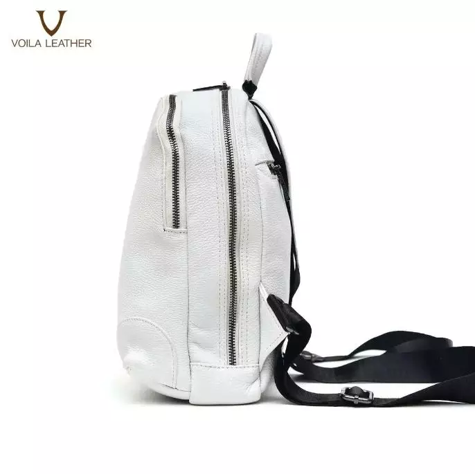 Genuine Leather Medium Women’s Backpack Voila Windy White