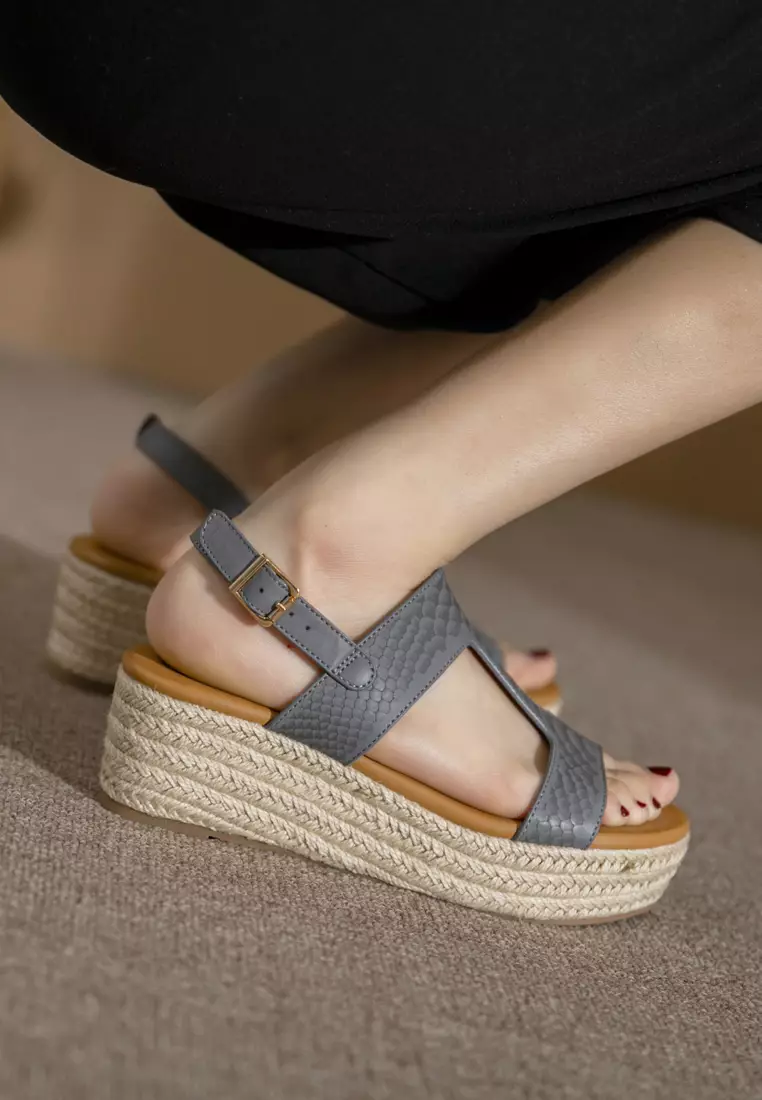 Texture Strap Wedge Espadrilles ALM3035-4