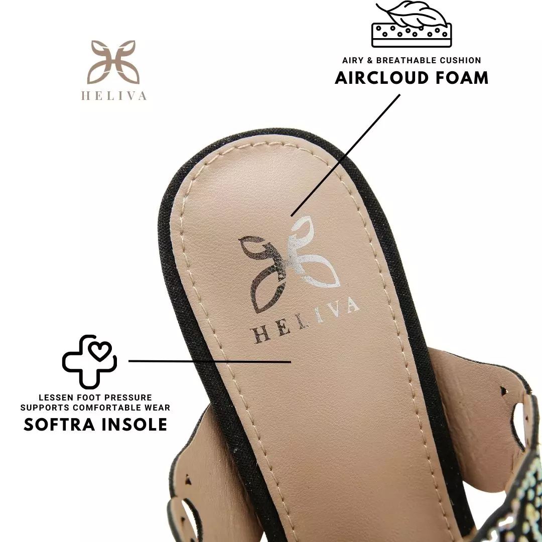 Heliva Lucia Women Heels Satin Glitter Sling Jewel Accessories