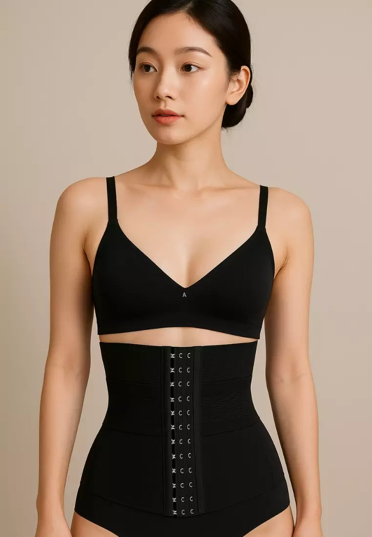 Premium Saloma High-Waisted Shaping & Compression Girdle Body Shaper Shapewear in Black