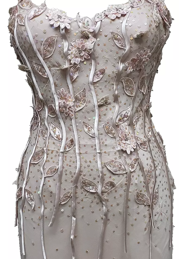 Romantic Effortless Silk Chiffon Beaded Evening Dress