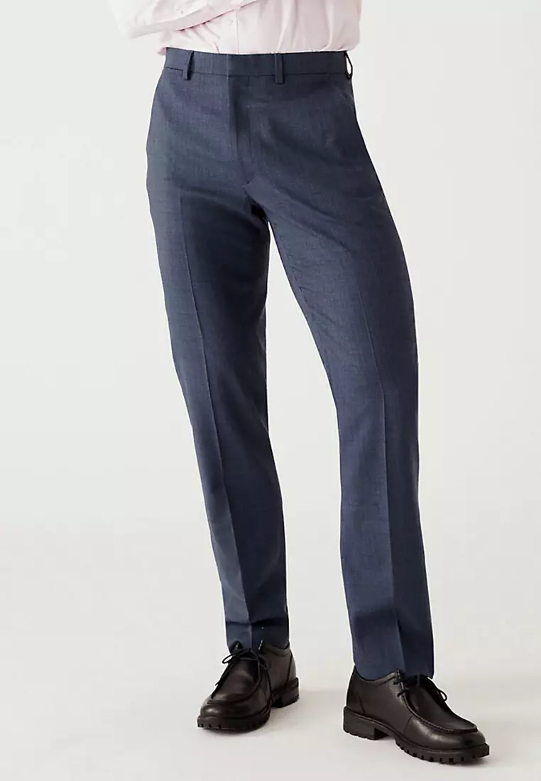 Marks And Spencer Men S Trousers Regular Fit 2026.Jual Marks & Spencer Regular Fit Wool Blend Flat Front Trousers ...