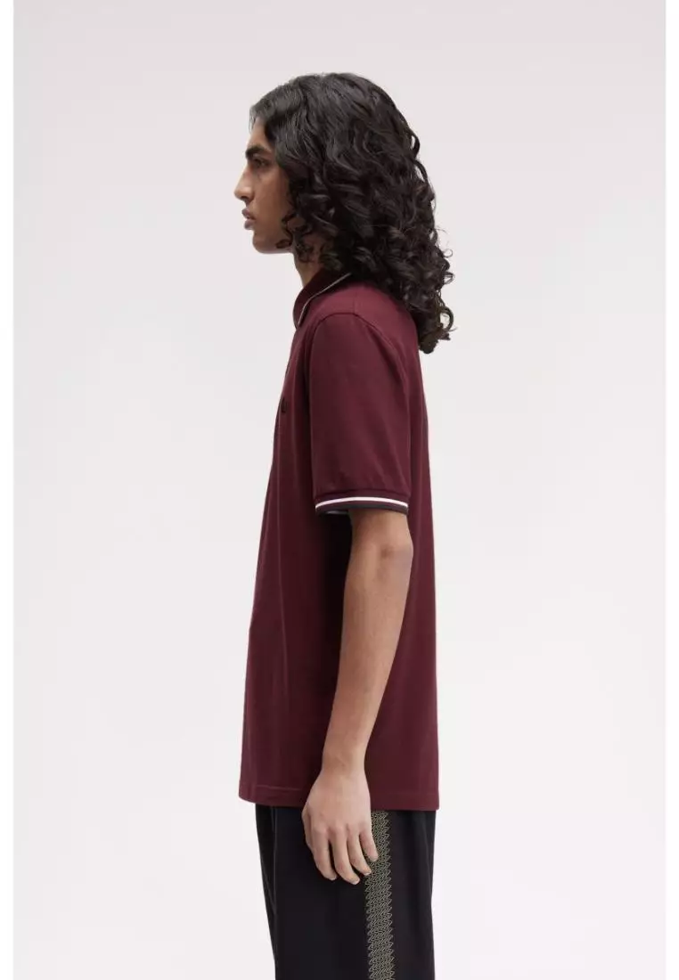 Fred Perry M12 Twin Tipped Fred Perry Shirt (Oxblood / White / Black)