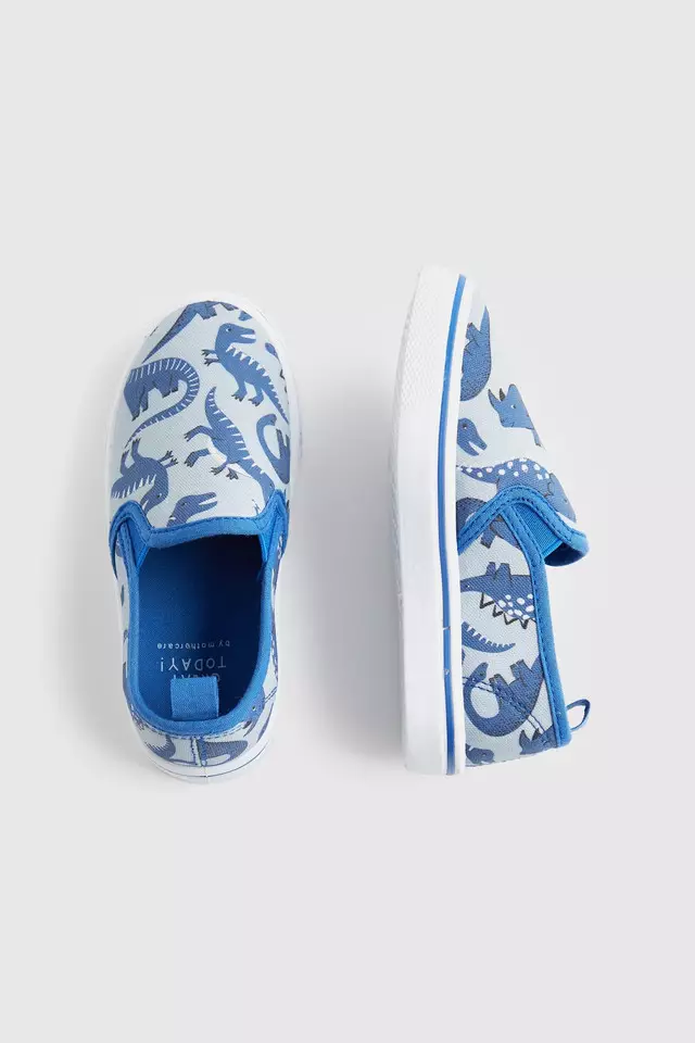 Mothercare Dinosaur Slip-On Trainers - Sepatu Anak Laki-laki (Biru)