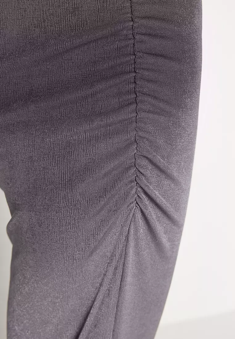 Glossy Finish and Soft Textured Drape Maxi Knitted Skirt