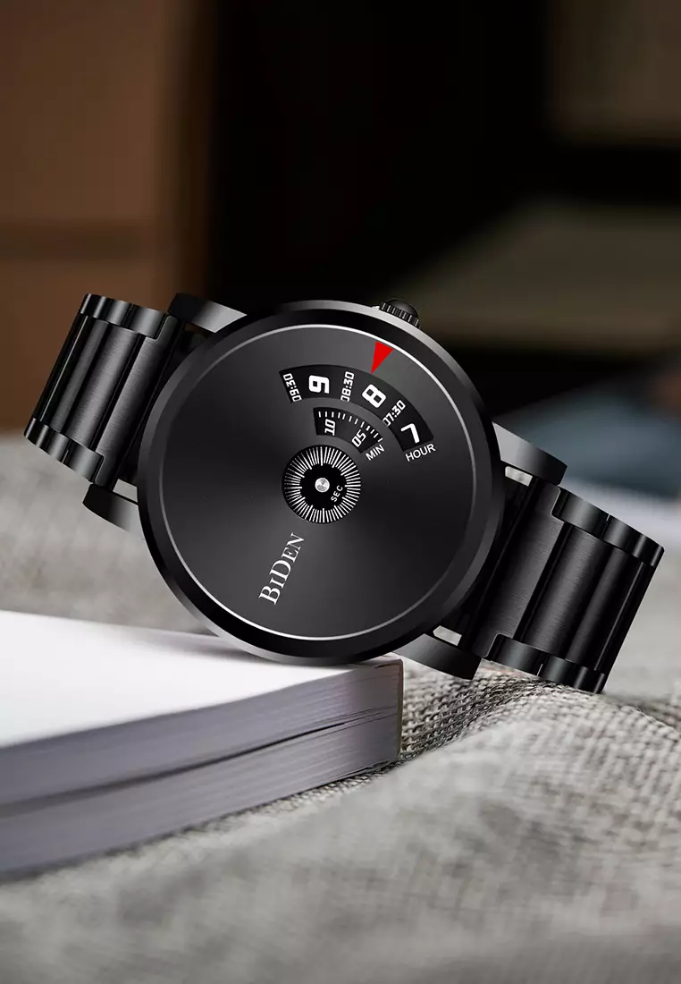 jam tangan pria Bisnis Tali stainless steel Display Kuarsa pria dengan gelang