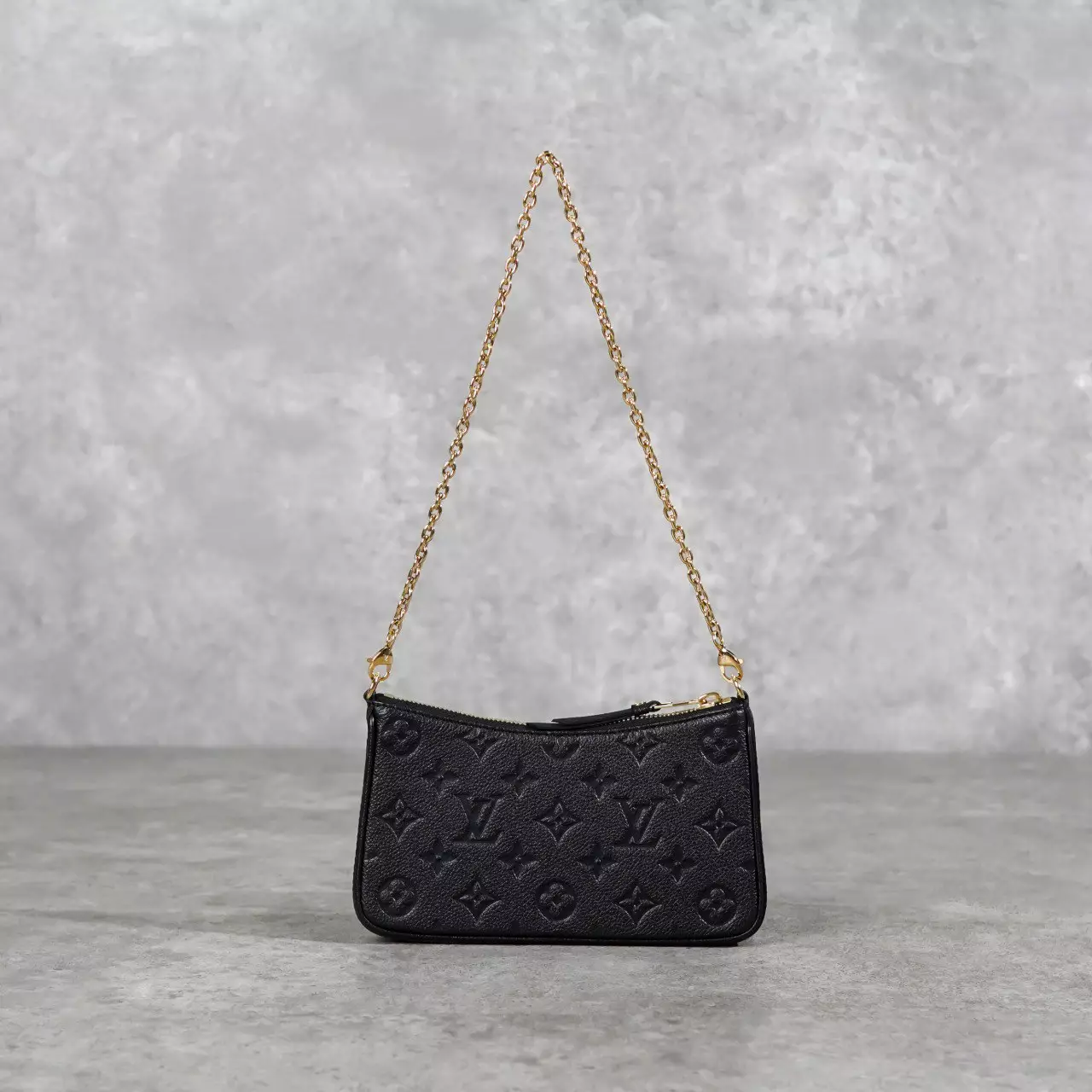 Tas LOUIS VUITTON LV EASY POUCH ON STRAP BLACK MONOGRAM EMPREINTE LEATHER CHAIN SHOULDER BAG 100% ORIGINAL