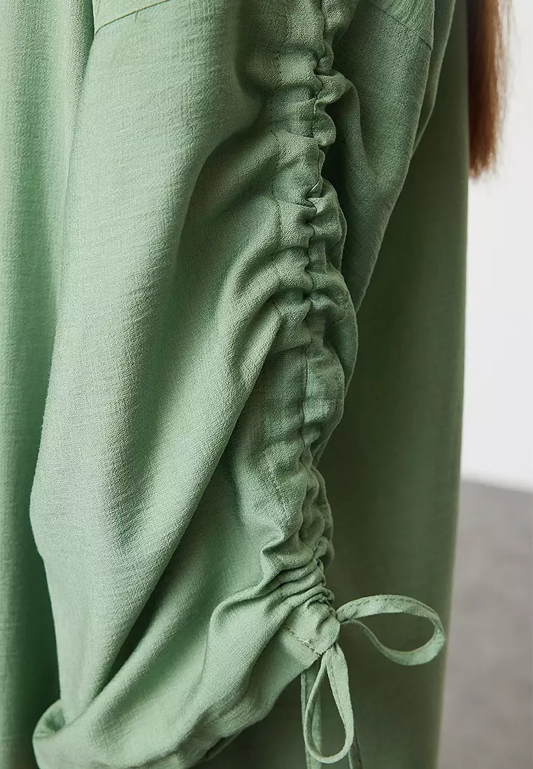 Drawstring Woven Cardigan