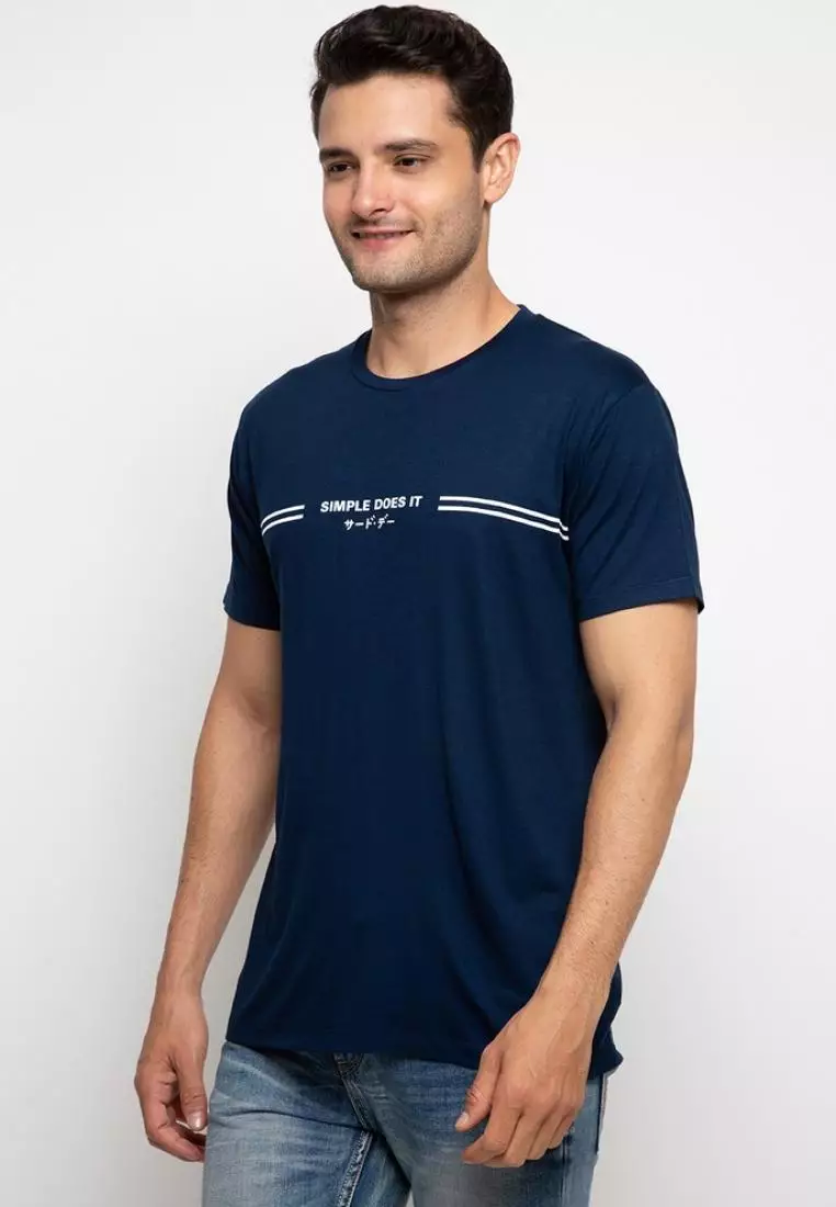 MTF87 simple does it double line navy kaos pria