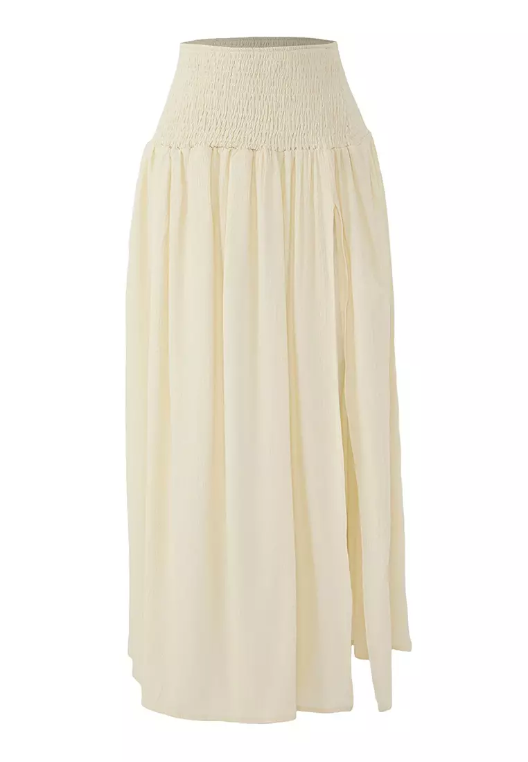 Ecru Maxi Woven Beach Skirt Tbess25Et00012