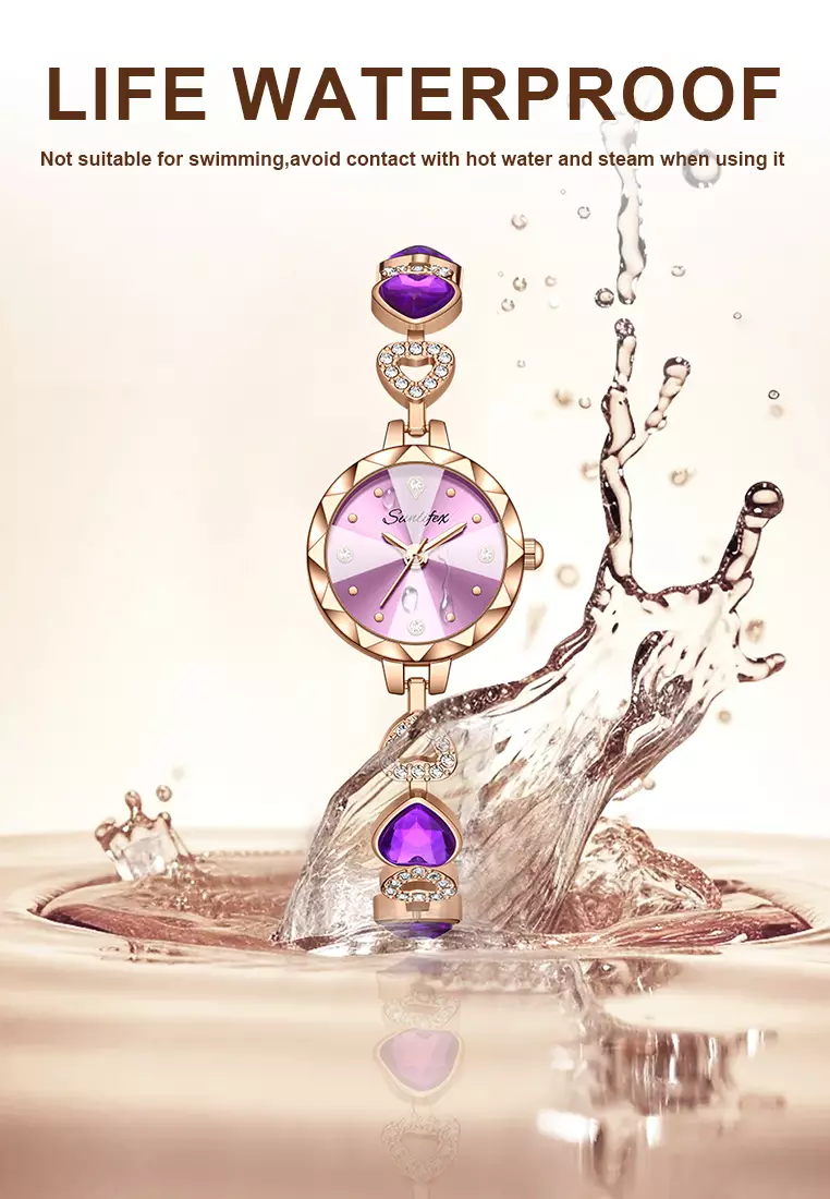 Jam Tangan Wanita Tali Stainless Steel Original Berlian Tali Gelang Jam Tangan Cewek purple