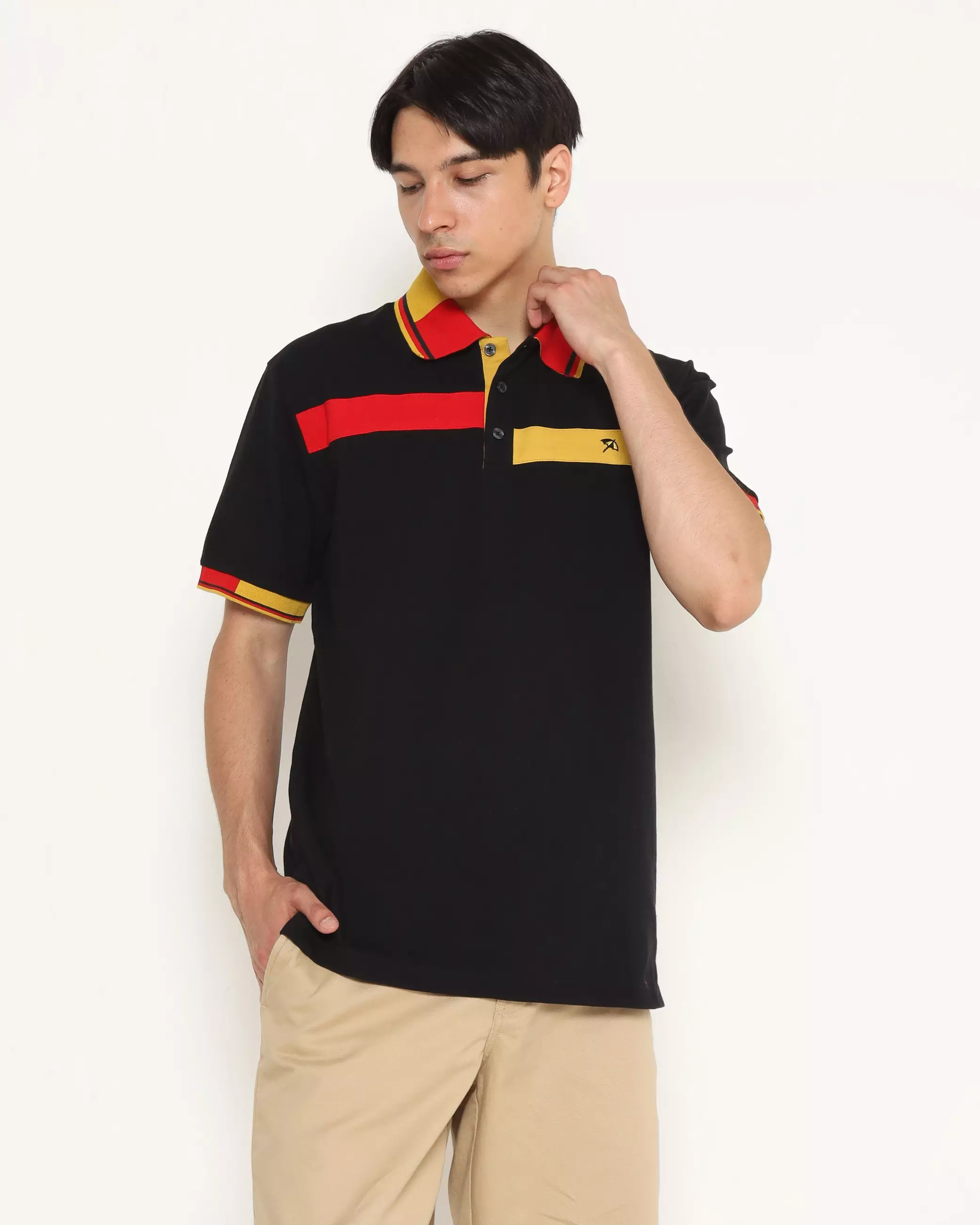 MEN'S BLACK POLO SHIRT WITH COLOR COMBINATION