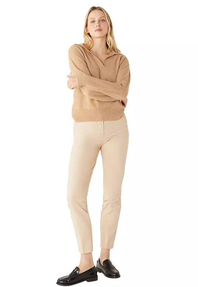 M S Cotton Blend Slim Fit Ankle Grazer Trousers T59 1210T