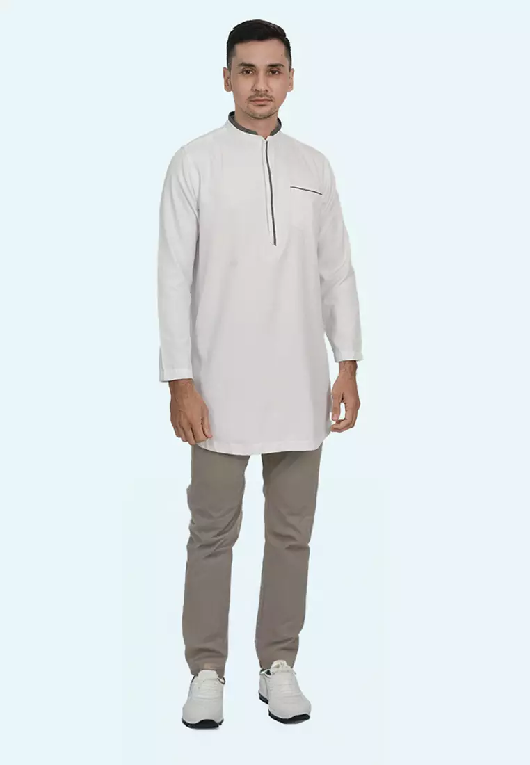 LGS - Kemeja Koko Pria - Reguler Fit - Kerah Shanghai - Putih - Lengan Panjang - CSH.283.S2072K.445.C-L/S