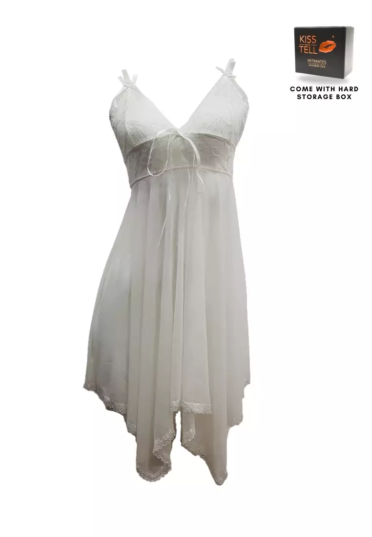 Premium Alurra Lingerie Corset Night Gown Nighties Ribbon in White
