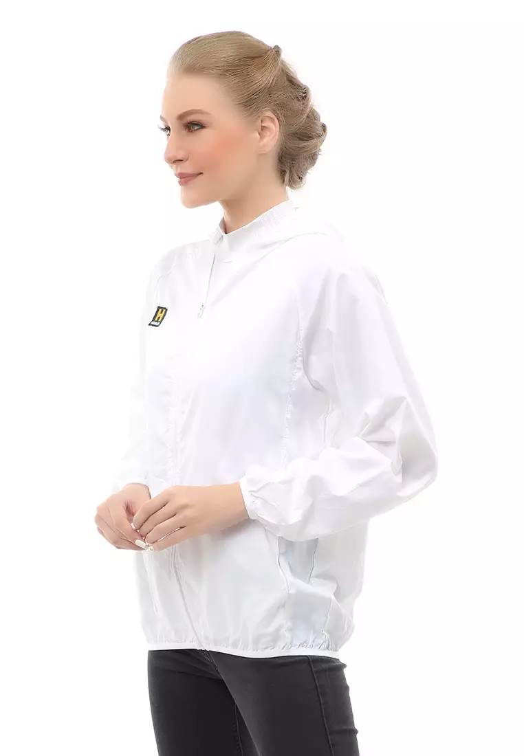 Hardwin Jaket Hoodie Wanita Pelindung UV Anti Air Material Polyester ORIGINAL - White