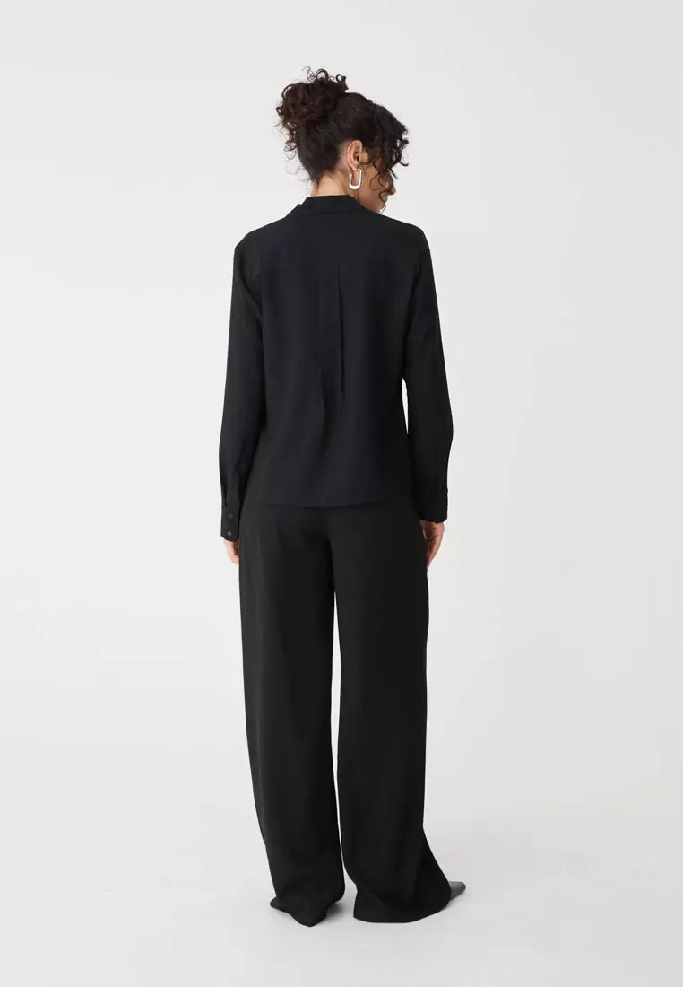 Claudia Pleat Neck Blouse