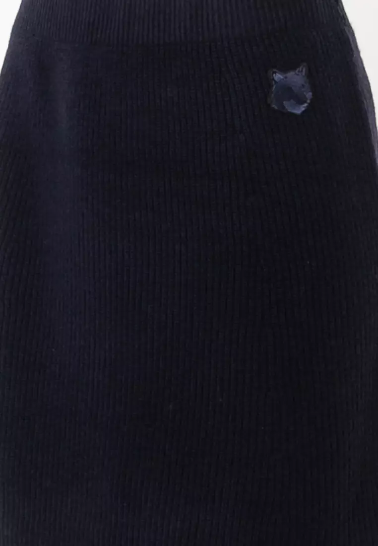 Buy Maison Kitsune Bold Fox Head Patch Short Ribbed Skirt