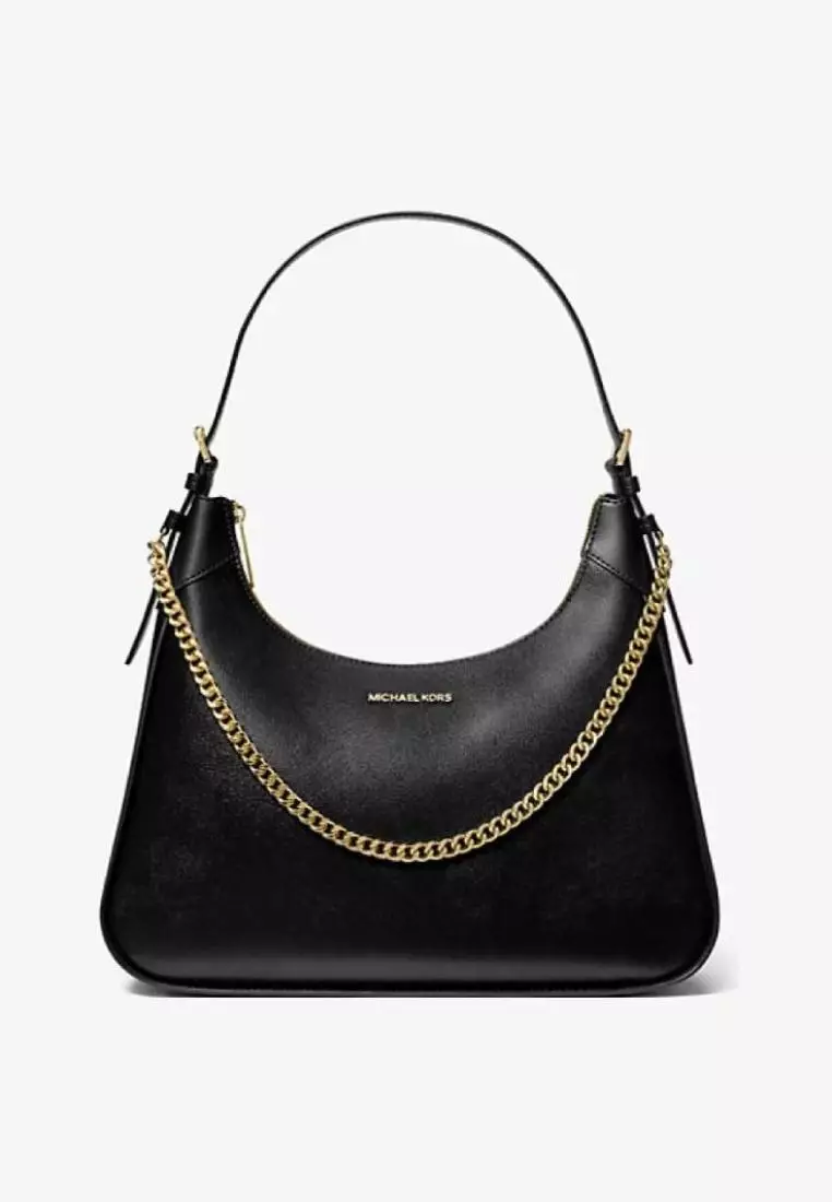 Michael Kors Wilma Large Leather Shoulder Bag Black