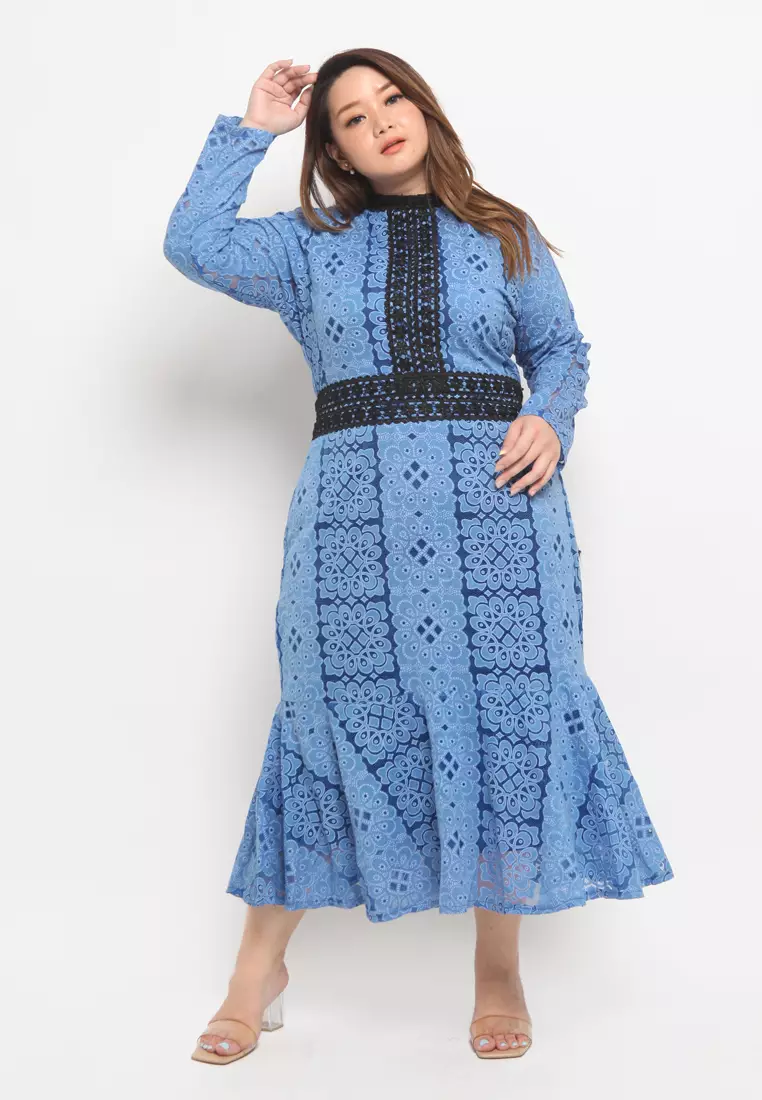 Plus Size Dress Gabrielle Sky Blue