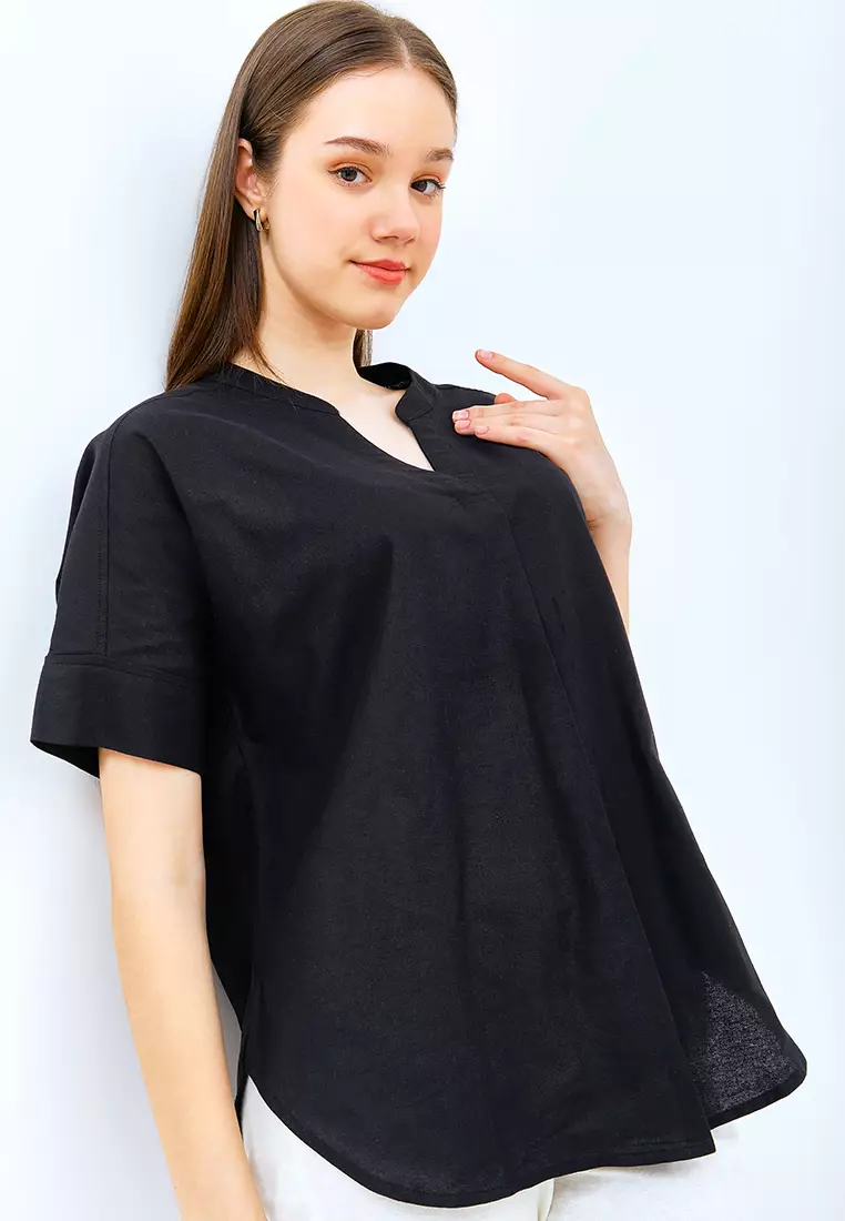 Jual Julia Owers Baju Blouse Wanita REIKO Black Original 2024
