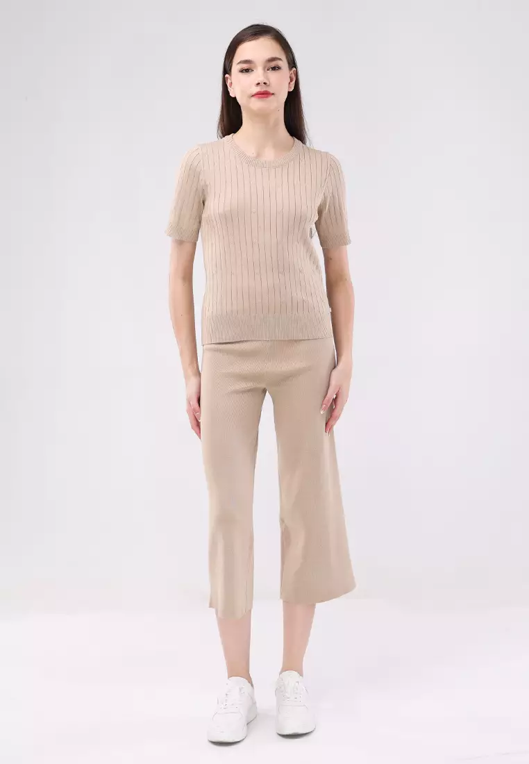 Knitted Short Sleeve Tops/Pants Terno