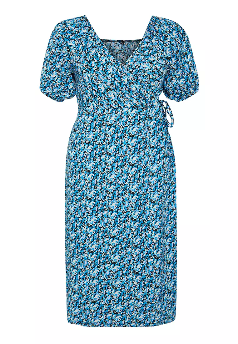 Plus Size Wrap Midi Dress