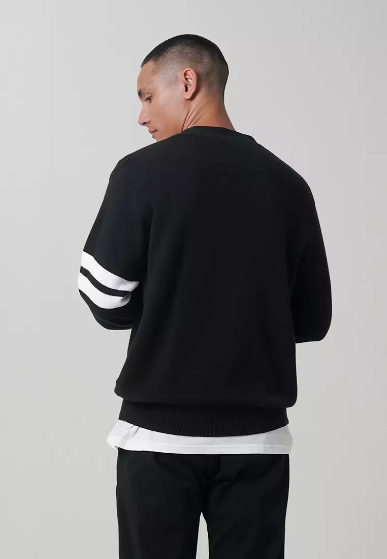 CELCIUS Black Arm Striped Cardigan L03000311C L03000640C Hitam