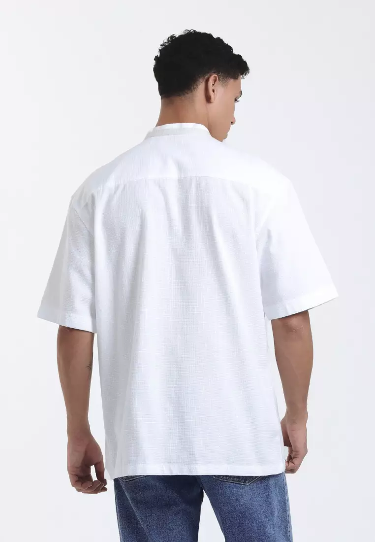 Emba Denim - Aram Two 037 Kemeja Koko Pria Lengan Pendek White