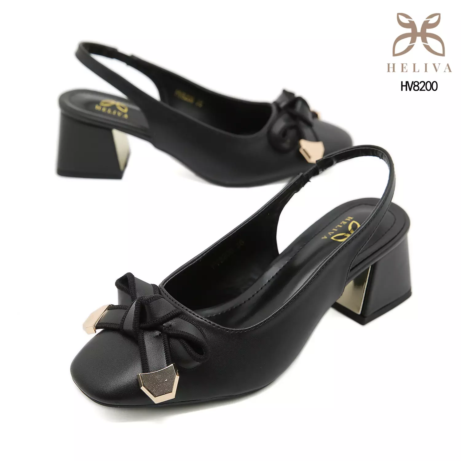 Heliva Nesya High Heels Gold Bow Accessories Sling Back Sol 6cm HV8200