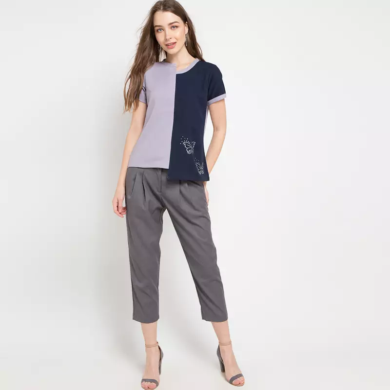 Ellen Blouse In Navy & Grey