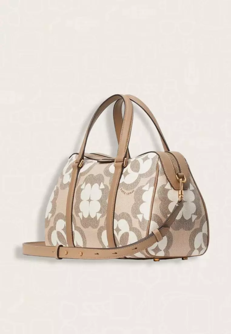 Kate Spade Flower Monogram Eleanor Medium Satchel Natural Multi