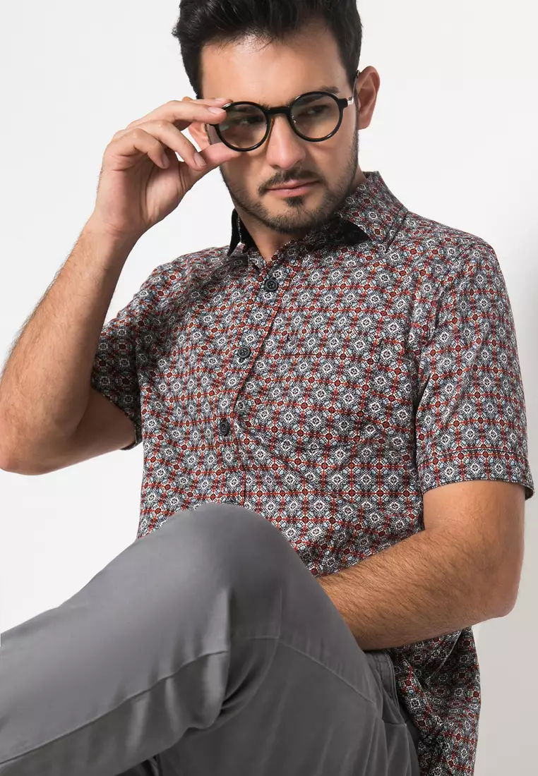 LGS - Kemeja Pria Casual - Lengan Pendek - Motif Batik - CSH.272.S570.1203.C